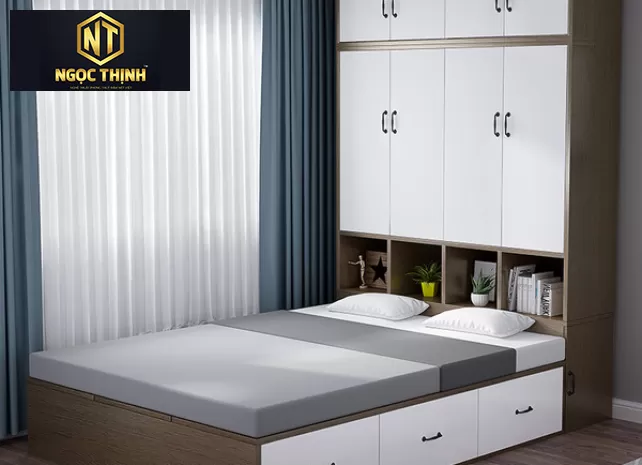 GIƯỜNG NGỦ KẾT HỢP TỦ QUẦN ÁO TIỆN LỢI MẪU 02